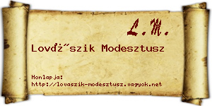 Lovászik Modesztusz névjegykártya